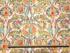 Covington HERMES CONFETTI Green Orange Blue Destressed Floral Drapery Uph Fabric