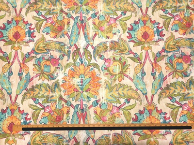 #ad Covington HERMES CONFETTI Green Orange Blue Destressed Floral Drapery Uph Fabric $19.99