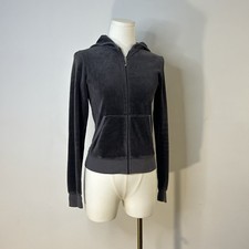 Y2K Juicy Couture Velour Jacket Grey Women s Small Baddie 34-38 Inch Bust