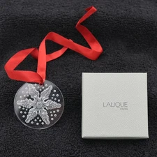 Lalique 2013 Snowflake Clear Crystal Christmas Ornament   "New Old Stock"