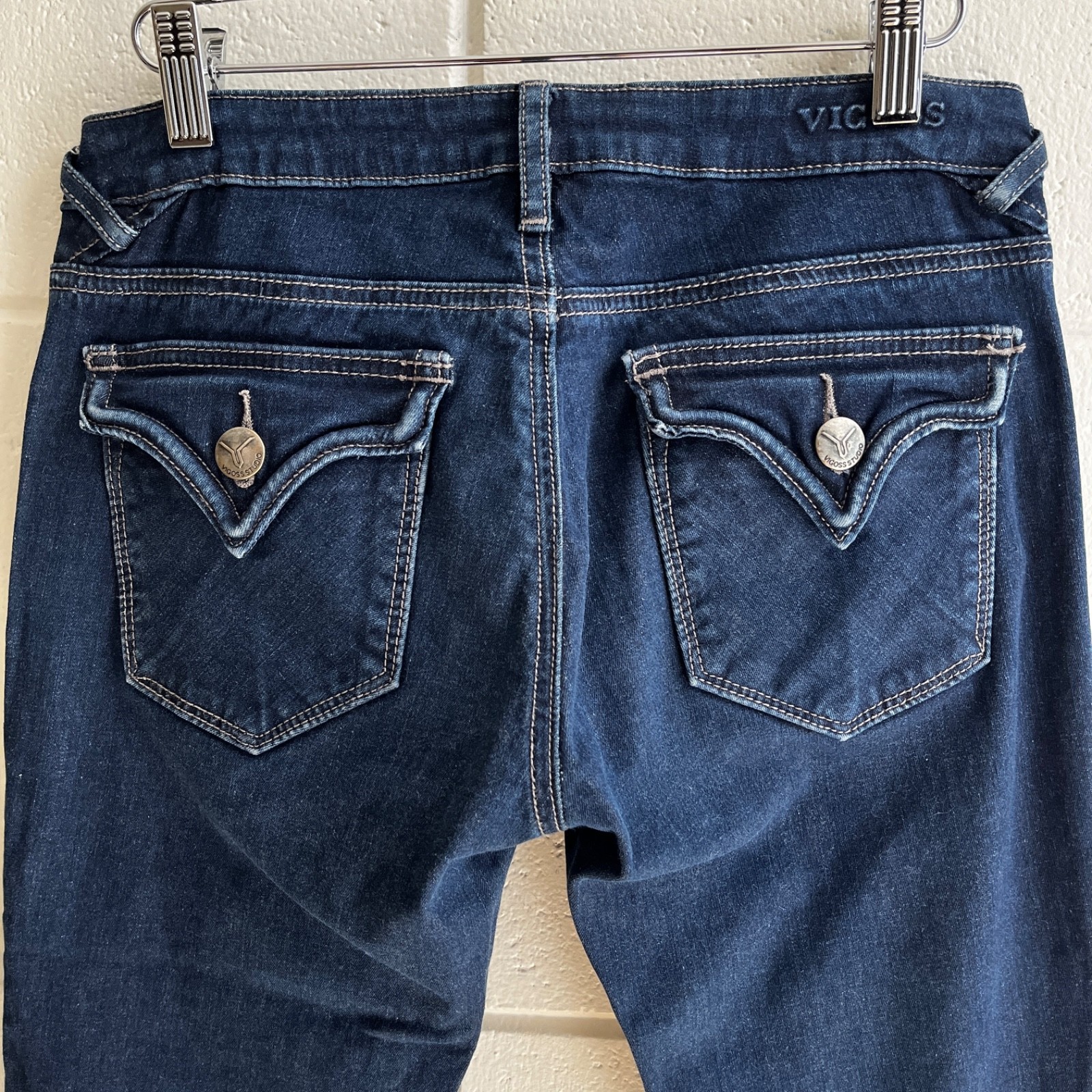 Vigoss Studio Womens Dark Denim Wash Skinny Jeans Size 27 Low Rise