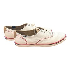 Keds Champion Baseball White Pebbled Leather Red Stitch Sneakers Womens 8W