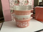 Vintage Pink Cinderella Casserole Dish Set w/Lids 471, 472, 473 Nice Condition