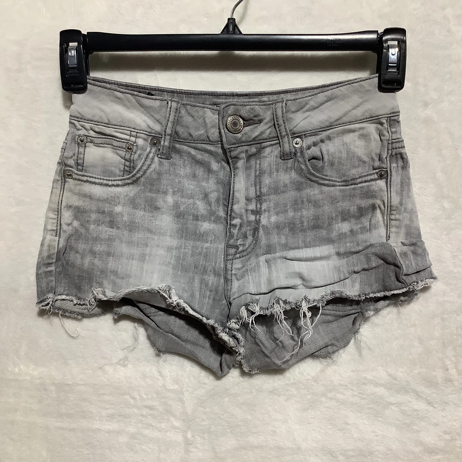 AEO American Eagle Outfitters Sz 0 Black Faded Shorts Denim Shortie Hot Pants
