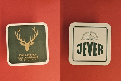 Jever zum Landhaus Groß-Offenseth Brauerei Bierdeckel Bier