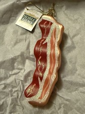 Slab of Bacon Glass Christmas Ornament Pork Meat Breakfast Noble Gems