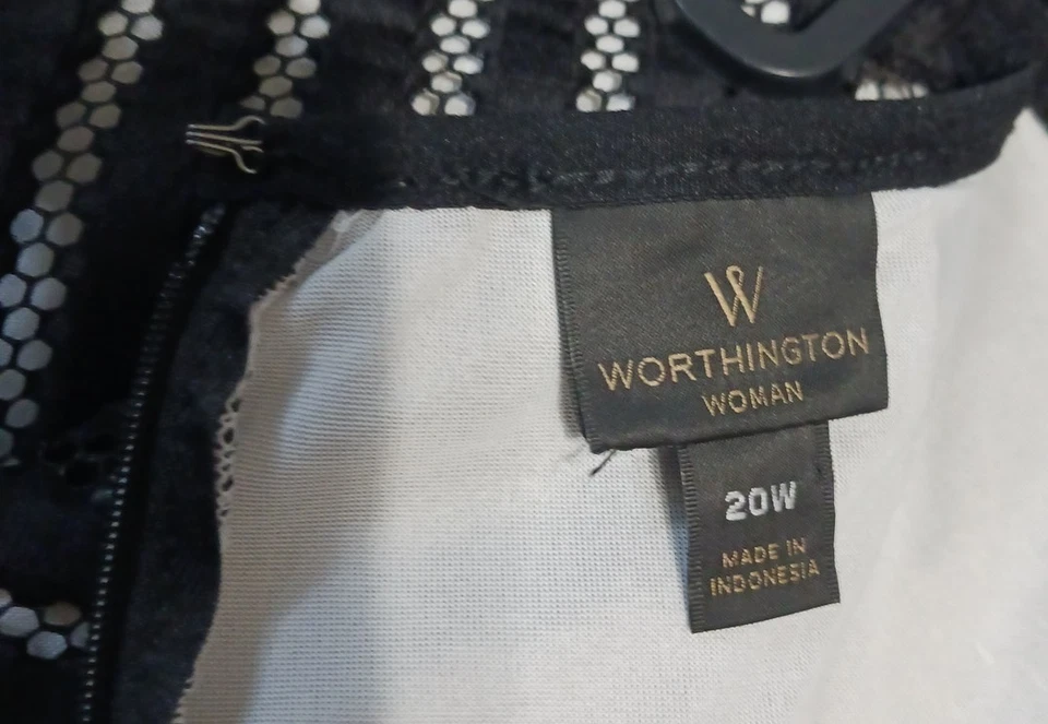 Worthington Skirt Womens 20W Black White Chevron Stripe A Line Plus Size New - Изображение 3 из 4