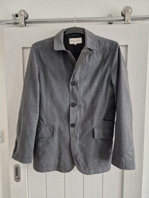 Herren Designer Riess Medium Smart Freizeit grau Reißverschluss durch Knopf Jacke