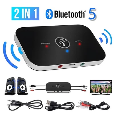 AMPRIME Bluetooth 5.0 Transmitter Empfänger Sender 2in1 Aux Audio Adapter TV Kopfhörer