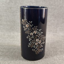 BEAU VASE TUBE BLEU EMAILLEE