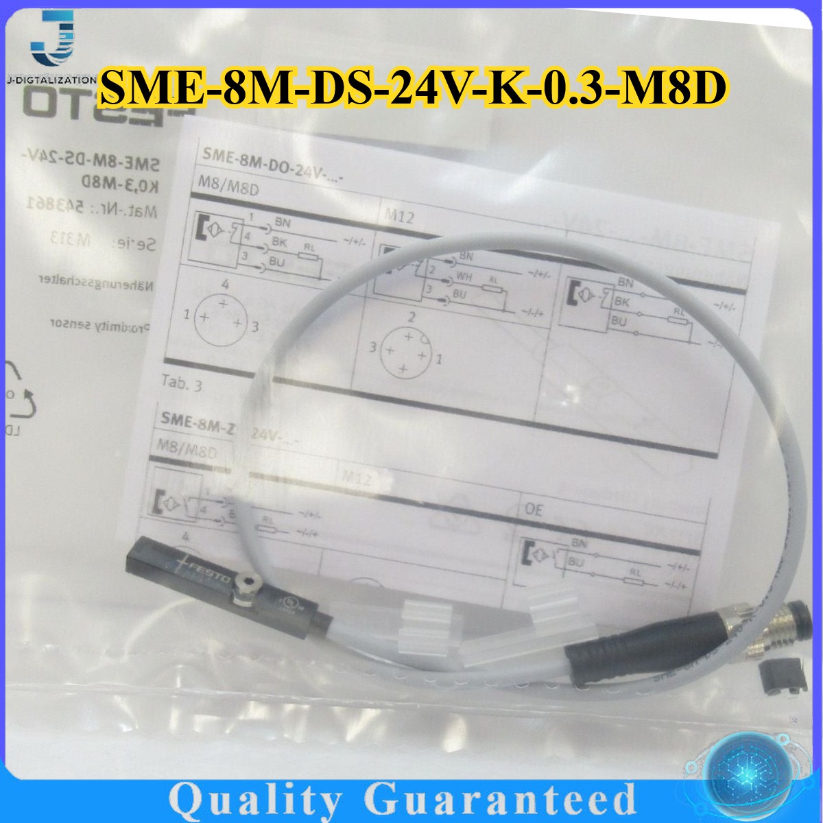 SME-8M-DS-24V-K-0.3-M8D Festo 543861 Proximity Sensor for T-Slot Serie: M313