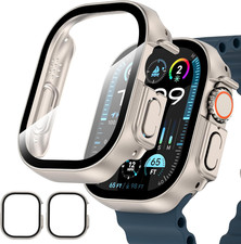2 Pack Hard Case for Apple Watch Ultra 3/2/1 49Mm, Tempered Glass Bumper Anti-Sc