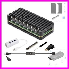 Pi Zero Aluminum Case Kit with Pin Header, OTG Hub, HDMI Adapter, On/Off Swit...