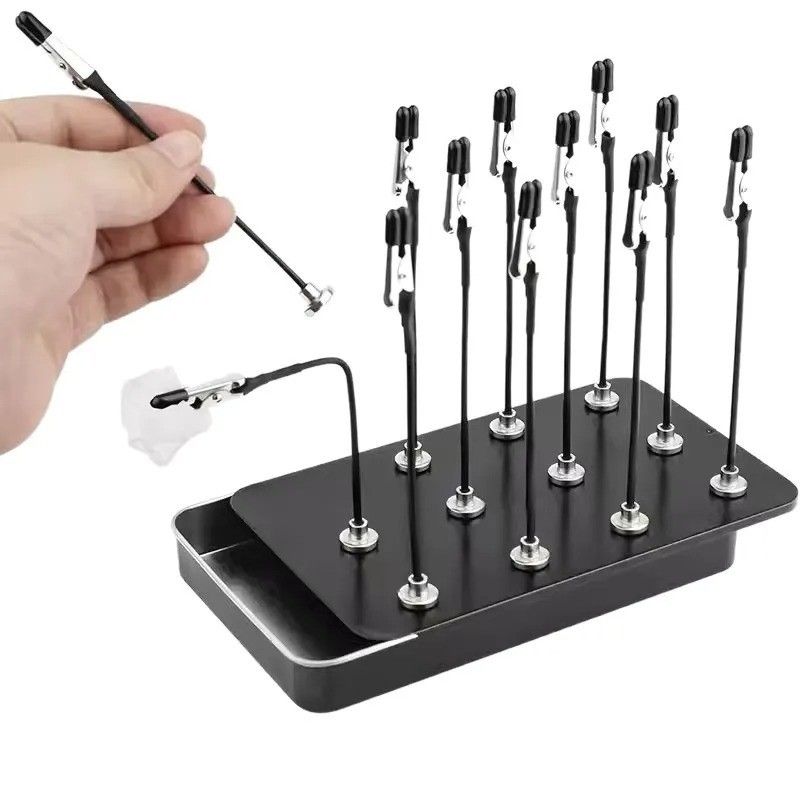 Juego de 12 soportes de PCB flexibles para herramientas de soldadura magnéticas de tercera mano con caja - NUEVO