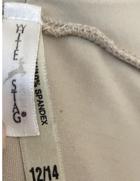 White Stag Pullover Shirt Women’s Size 12/14 V-Neck Long Sleeve Beige THICK