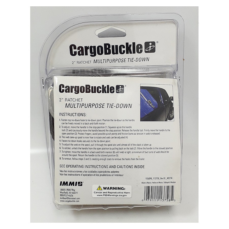 Sangle à cliquet CARGO BUCKLE F13758 sangle d'arrimage rétractable 4.60m