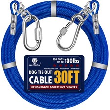 Dog Leads for Yard, 30ft Tie Out Runner Steel Wire Cable, Heavy Duty Pet Teth...