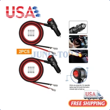 2PCS 12V Cigarette Lighter Plug Extension Cord Cable 3.3ft Fused On/Off Switch