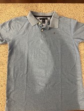 Tommy Hilfiger boys youth shirt Large 14/16 blue short sleeve collar