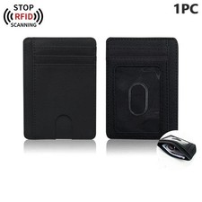 For Men Leather Wallet RFID Blocking Credit Card Holder ID Window Front Pocket