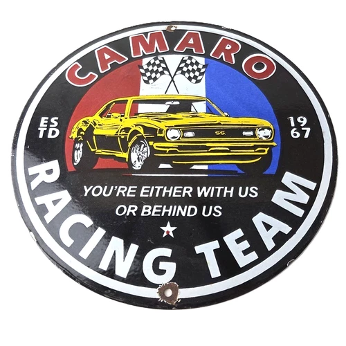 Vintage Chevrolet Sign - Camaro Automobile Racing Team Motors Porcelain Sign