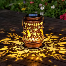 Solar Lantern Outdoor Waterproof, Vintage Metal Solar Hanging Lantern