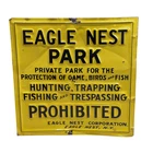 Rare Vintage Embossed Tin No Hunting Sign Eagle Nest Park Adirondacks NY 12x12