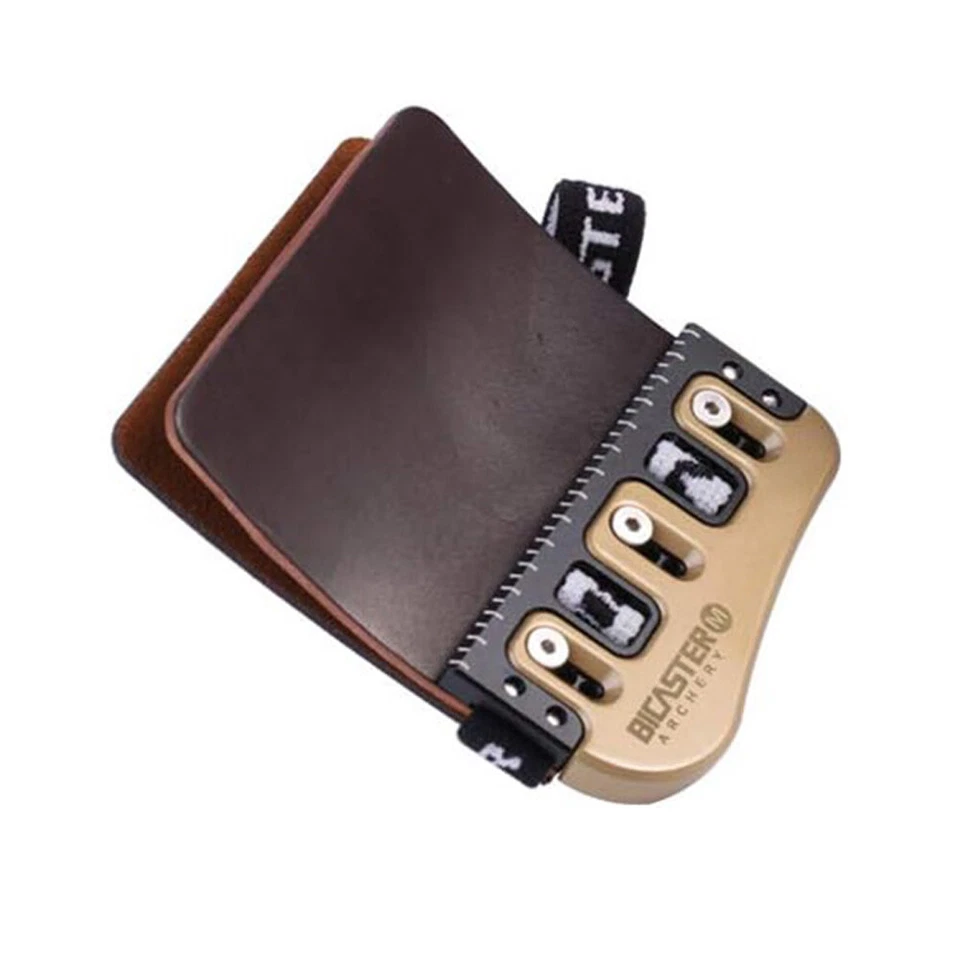 Archery Barebow Finger Tab Brass Plate Leather Guard Protector RH LH Bow Hunting - Image 4 of 4