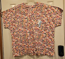 Valentine's Day Rainbow Hearts Scrub Top X-Large Butterick B4946 Homemade NEW 