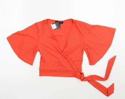 Newlook Damenbluse orange Polyestermischung Größe 8