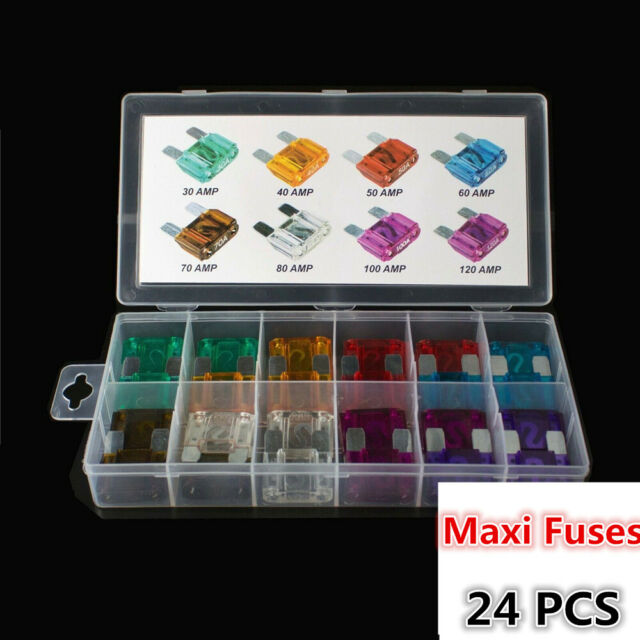 24 Pack Large MAXI / APX Blade Fuse Assortment Auto Car Truck SUV AMP FUSES Kit