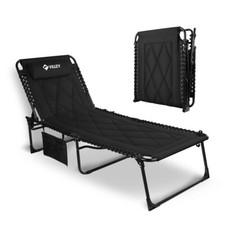 VILLEY Folding Chaise Lounge Padded Camping C...