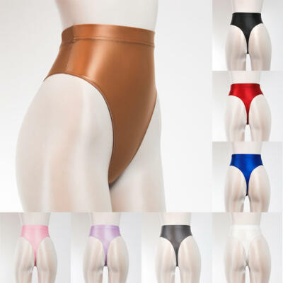 Womens Silky Satin Shiny Thong Briefs Panties Lingerie Underwear T-Back Knickers