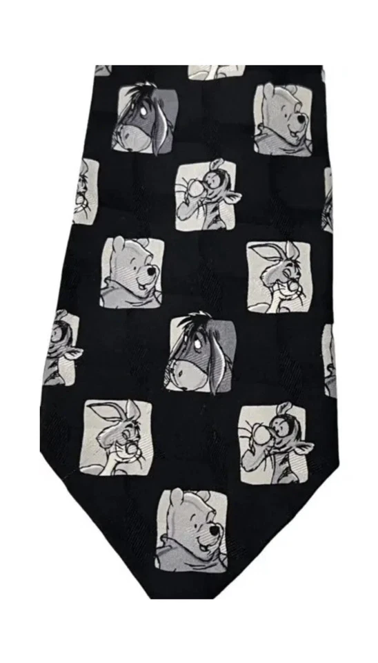 Corbata para hombre Disney Tigger and Winnie The Pooh patrón geométrico blanco y negro Foto 3 de 4