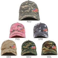 Small Yellow Side American Flag Patch Camo Soft Crown Baseball Cap - FREE SHIP
