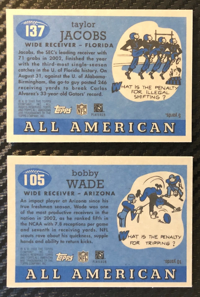 2003 Topps All American Football Cards Lot You Pick - Image 2 of 2