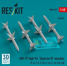 AIM-7F High Vis "Sparrow III" missiles 4pcs F-4, F-5, F-15 1/48 Reskit RS48-0457