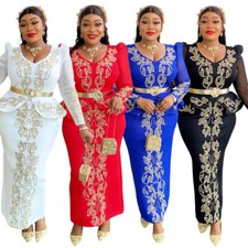African Dashiki Elegant Wedding Party Women Dresses Bodycon Ball Gown Plus Size