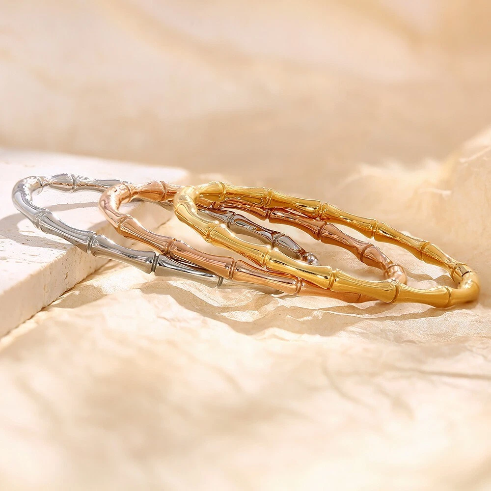 Silver Bamboo Joint Bangles Gold Fashion Jewelry New Ball Bracelet Men