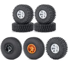 1.0" CNC Beadlock Wheel Rims and Tires for 1/24 RC Crawler Axial SCX24 RC Car