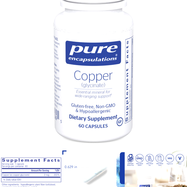 Pure Encapsulations Copper (glycinate) 2 MG 60 Vcaps for sale online eBay