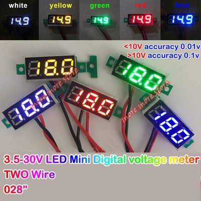 0.28inch LED Voltage Meter Two Wire 3-Digital DC 3.5-30V 12V 24V Mini Voltmeter