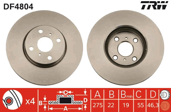 Disque de frein TRW DF4804 à haute dissipation thermique Pack de 2