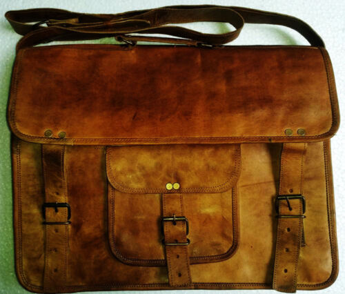 Herren Vintage Leder Messenger Macbook Business Laptop-Tasche Umhängetasche - Bild 1 von 4