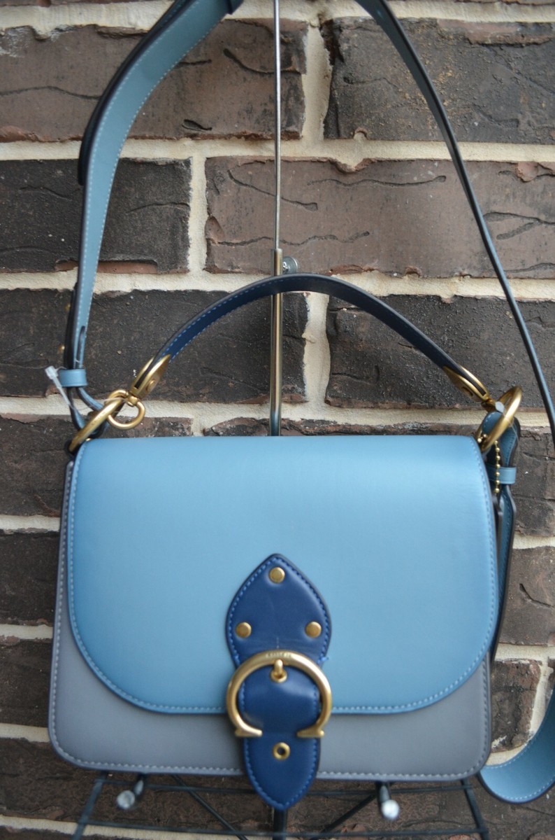 NWT $550 Coach C2595 Azure Blue Colorblock Leather Shoulder Bag