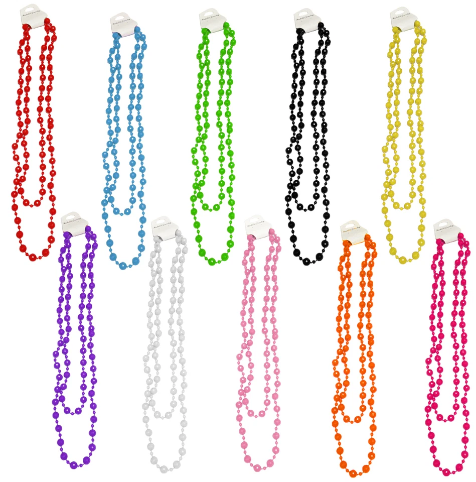 1980's NEON UV BRIGHT 50" LONG BEADS NECKLACES 80's FANCY DRESS PARTY FOR TUTU