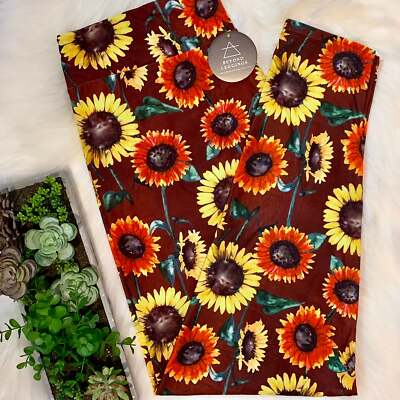 Sunflower Flower Leggings w/ Pocket In Yoga Band OS TC TC2
