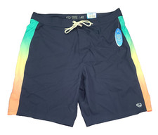Wave Zone Mens 40 Blue w/Multicolor Strips Lined Board Short Surf Swim Trunks