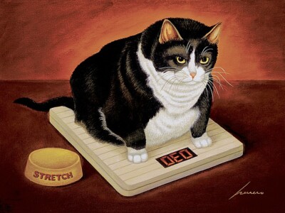 Stretch Kelley by Lowell Herrero Art Print Cat Scale Fat Cats Kitty