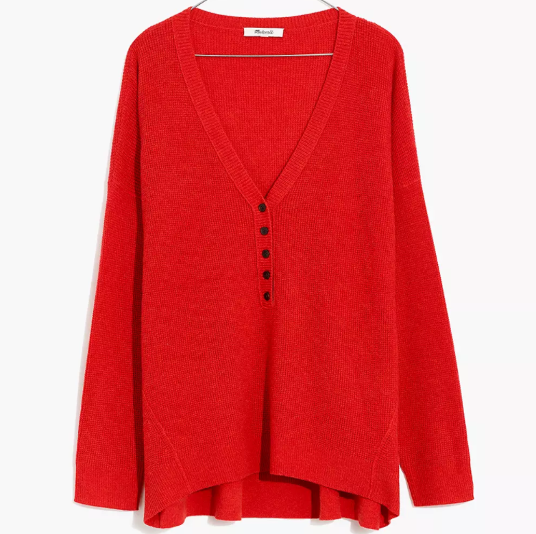 Madewell Women's Asherton Waffle Henley Sweater Extra-Small Nc737